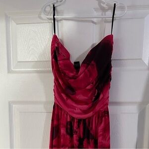 NWOT Strapless Rose Pink and Black Floral Pantsuit